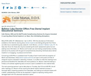 Dr. Colin Morton is offering free dental implant educational seminars.